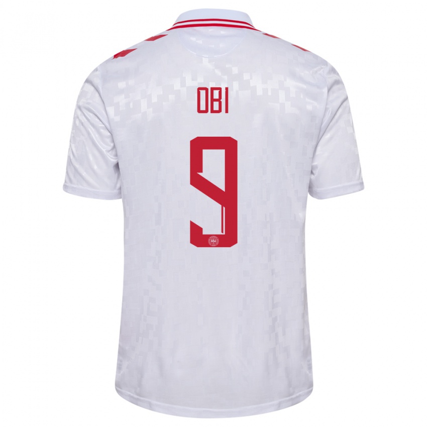 Hombre Camiseta Dinamarca Chido Obi #9 Blanco 2ª Equipación 24-26 La Camisa Chile
