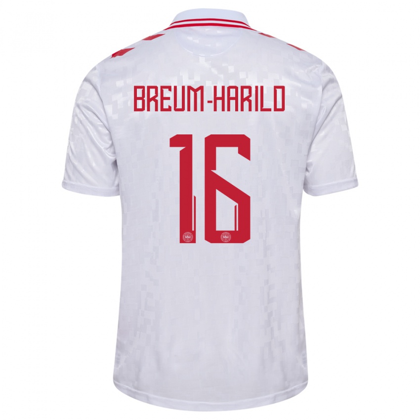 Hombre Camiseta Dinamarca Tobias Breum-Harild #16 Blanco 2ª Equipación 24-26 La Camisa Chile