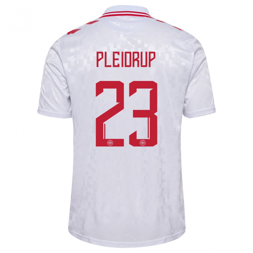 Hombre Camiseta Dinamarca Caroline Pleidrup #23 Blanco 2ª Equipación 24-26 La Camisa Chile