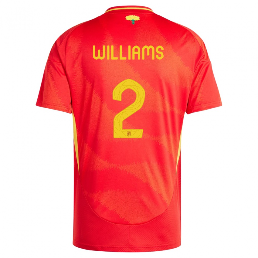 Mujer Camiseta España Nico Williams #2 Rojo 1ª Equipación 24-26 La Camisa Chile