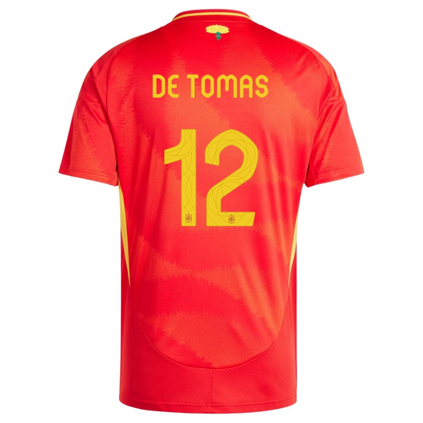 Mujer Camiseta España Raul De Tomas #12 Rojo 1ª Equipación 24-26 La Camisa Chile