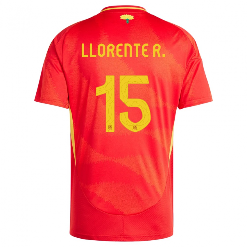 Mujer Camiseta España Diego Llorente #15 Rojo 1ª Equipación 24-26 La Camisa Chile