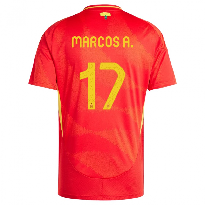 Mujer Camiseta España Marcos Alonso #17 Rojo 1ª Equipación 24-26 La Camisa Chile