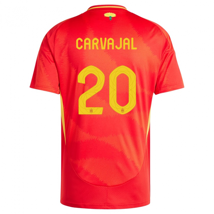 Mujer Camiseta España Daniel Carvajal #20 Rojo 1ª Equipación 24-26 La Camisa Chile