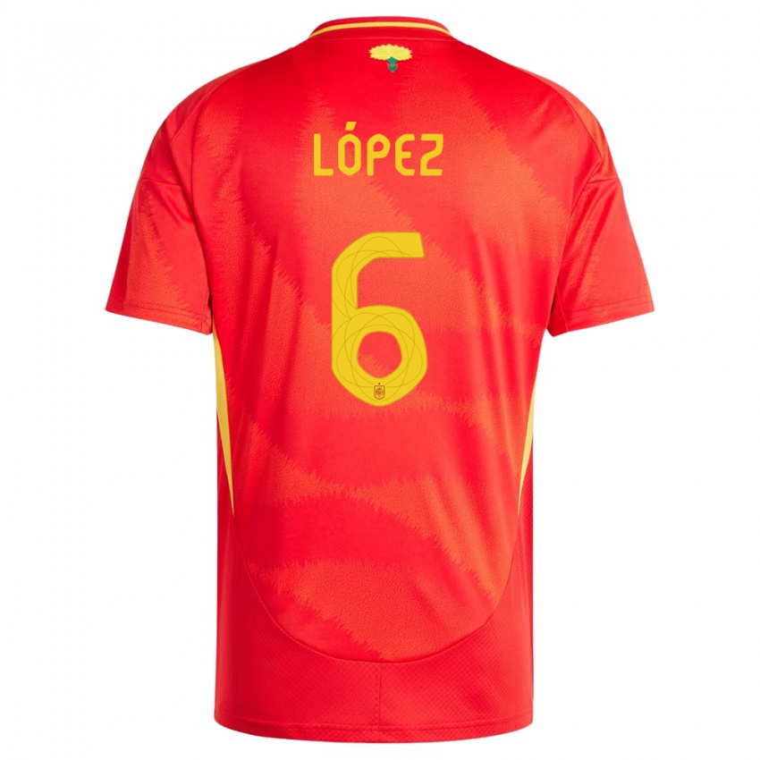 Mujer Camiseta España Maitane Lopez #6 Rojo 1ª Equipación 24-26 La Camisa Chile