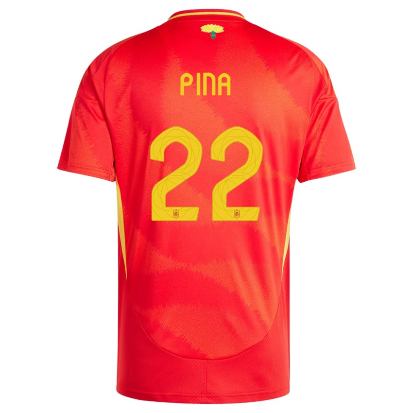 Mujer Camiseta España Claudia Pina #22 Rojo 1ª Equipación 24-26 La Camisa Chile