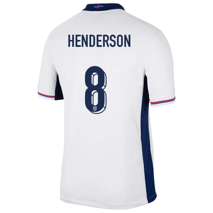 Mujer Camiseta Inglaterra Jordan Henderson #8 Blanco 1ª Equipación 24-26 La Camisa Chile