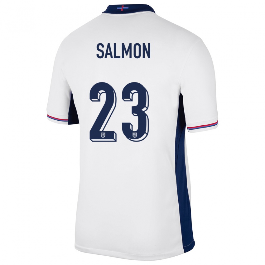 Mujer Camiseta Inglaterra Ebony Salmon #23 Blanco 1ª Equipación 24-26 La Camisa Chile