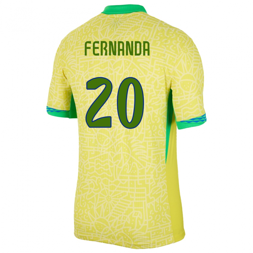 Mujer Camiseta Brasil Fernanda Palermo #20 Amarillo 1ª Equipación 24-26 La Camisa Chile