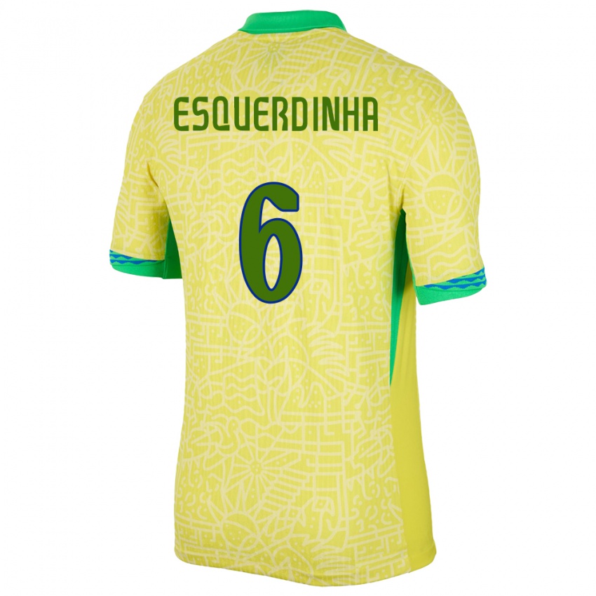 Mujer Camiseta Brasil Esquerdinha #6 Amarillo 1ª Equipación 24-26 La Camisa Chile