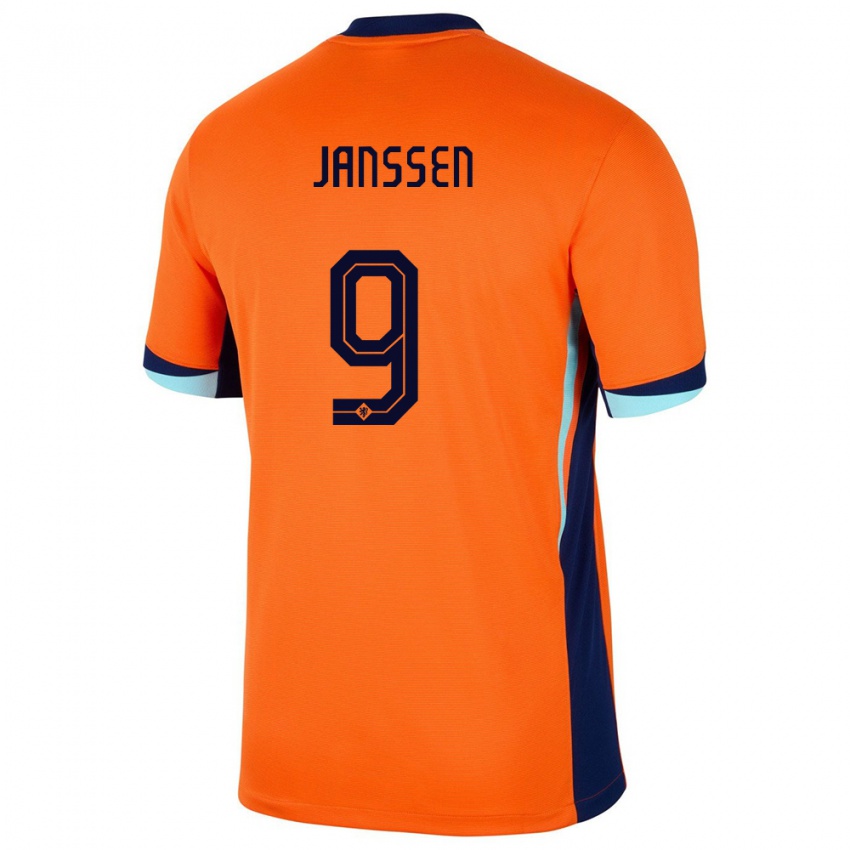Mujer Camiseta Países Bajos Vincent Janssen #9 Naranja 1ª Equipación 24-26 La Camisa Chile