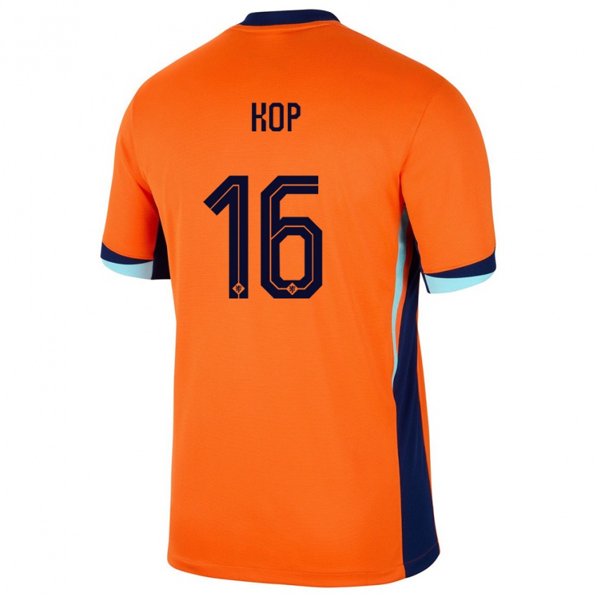 Mujer Camiseta Países Bajos Lize Kop #16 Naranja 1ª Equipación 24-26 La Camisa Chile
