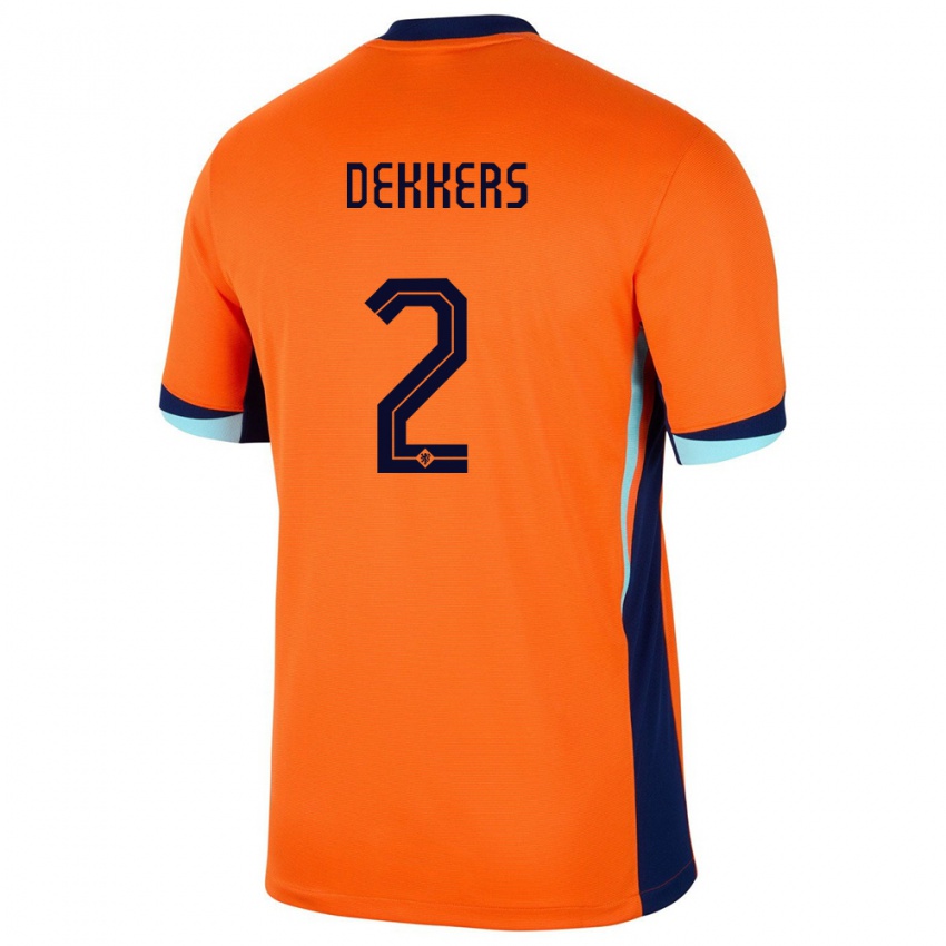 Mujer Camiseta Países Bajos Sem Dekkers #2 Naranja 1ª Equipación 24-26 La Camisa Chile