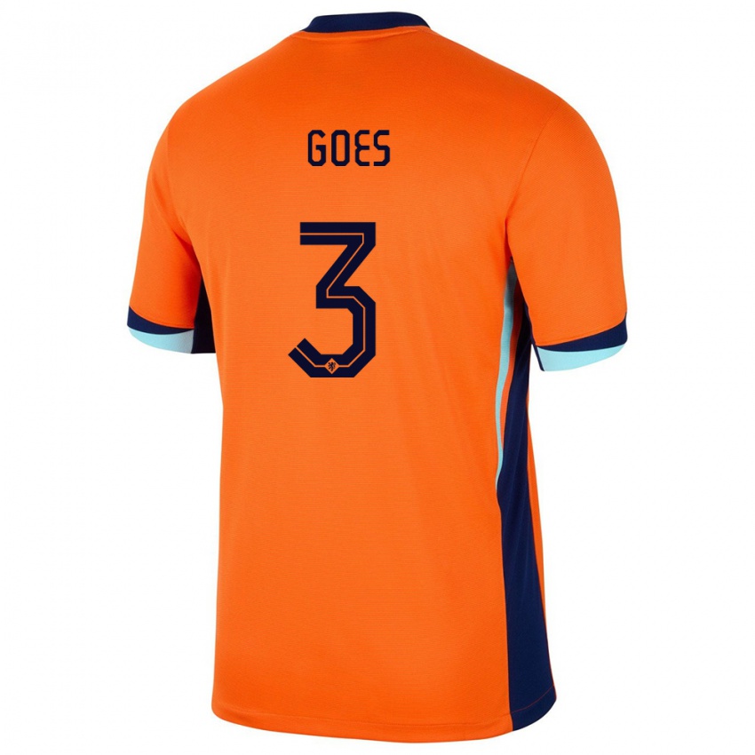 Mujer Camiseta Países Bajos Wouter Goes #3 Naranja 1ª Equipación 24-26 La Camisa Chile