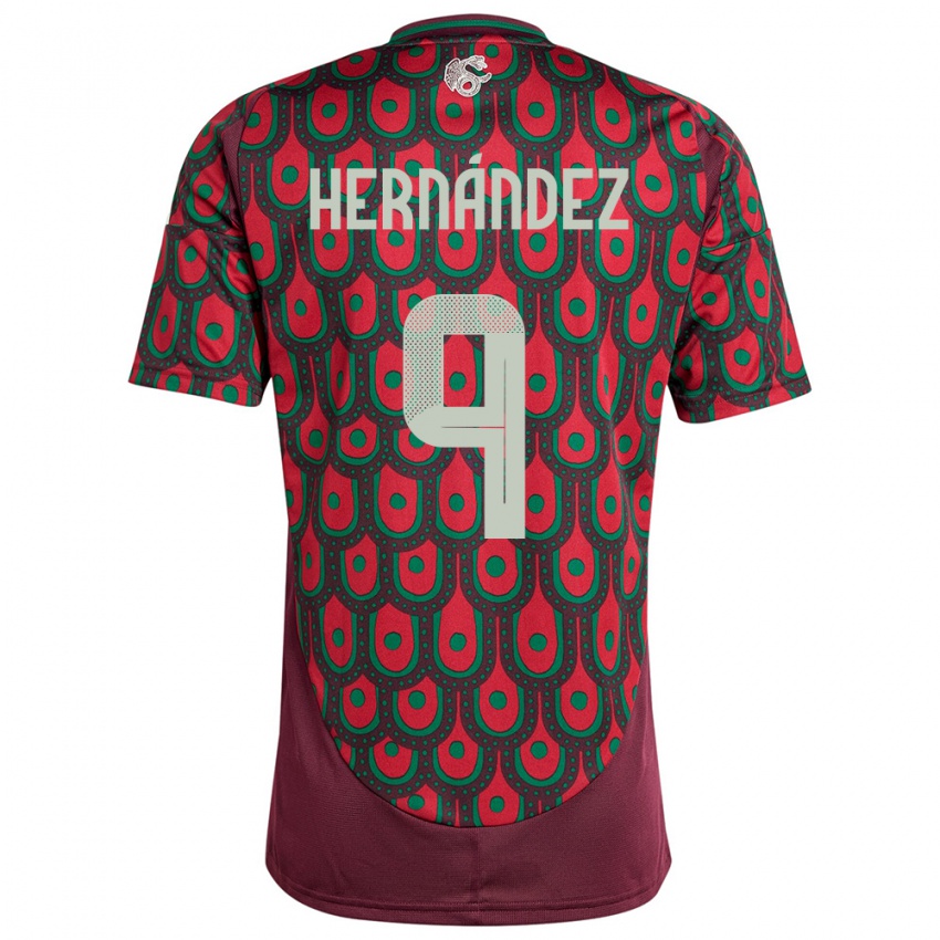 Mujer Camiseta México Jesus Hernandez #9 Granate 1ª Equipación 24-26 La Camisa Chile