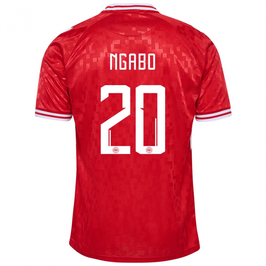 Mujer Camiseta Dinamarca Sanders Ngabo #20 Rojo 1ª Equipación 24-26 La Camisa Chile