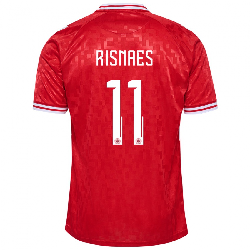 Mujer Camiseta Dinamarca Roberto Risnaes #11 Rojo 1ª Equipación 24-26 La Camisa Chile