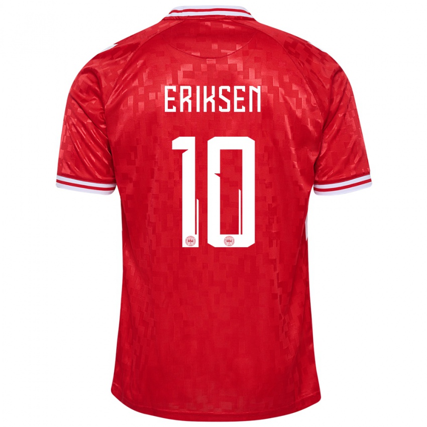 Mujer Camiseta Dinamarca Christian Eriksen #10 Rojo 1ª Equipación 24-26 La Camisa Chile