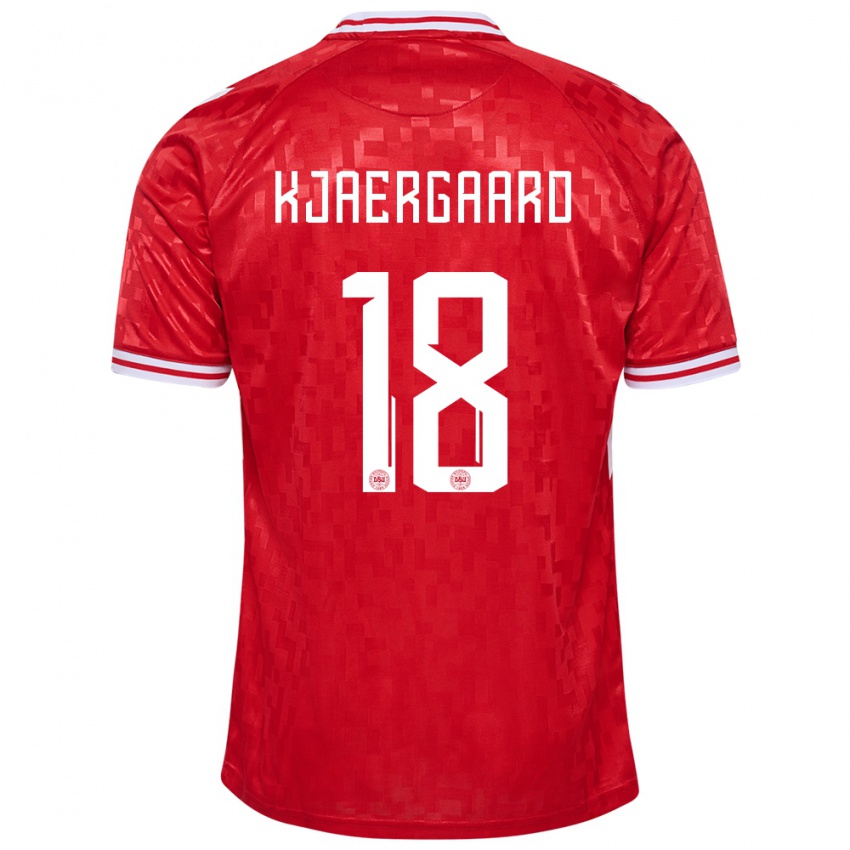 Mujer Camiseta Dinamarca Maurits Kjaergaard #18 Rojo 1ª Equipación 24-26 La Camisa Chile