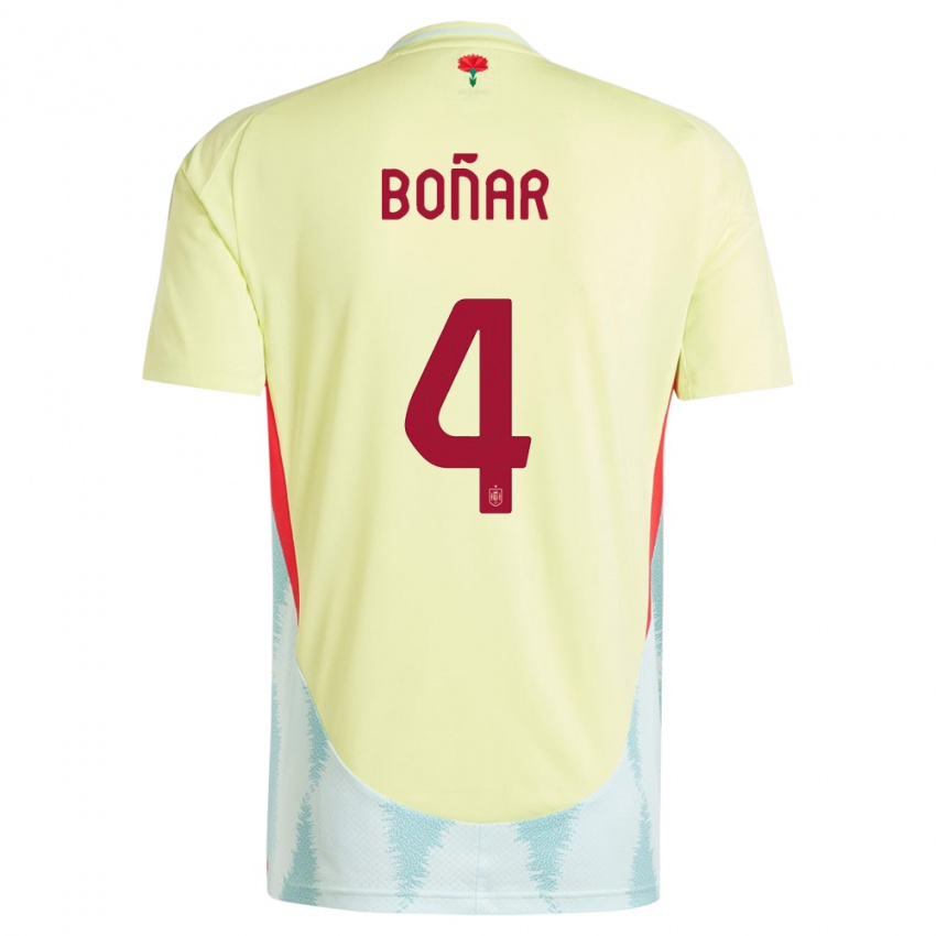 Mujer Camiseta España Javier Bonar #4 Amarillo 2ª Equipación 24-26 La Camisa Chile