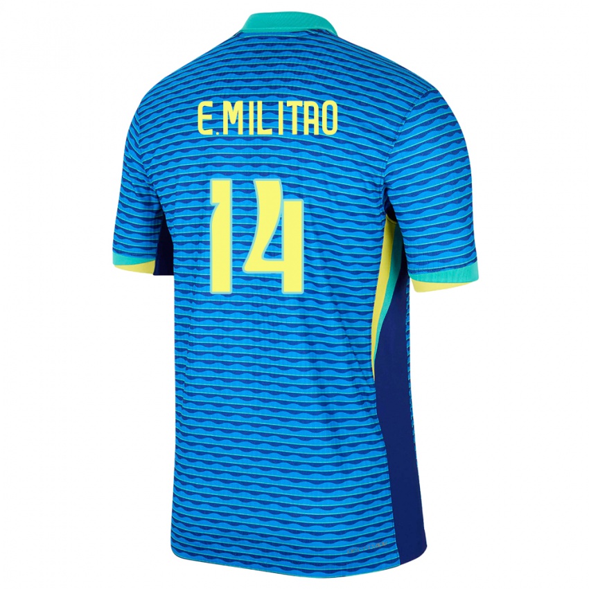 Mujer Camiseta Brasil Eder Militao #14 Azul 2ª Equipación 24-26 La Camisa Chile