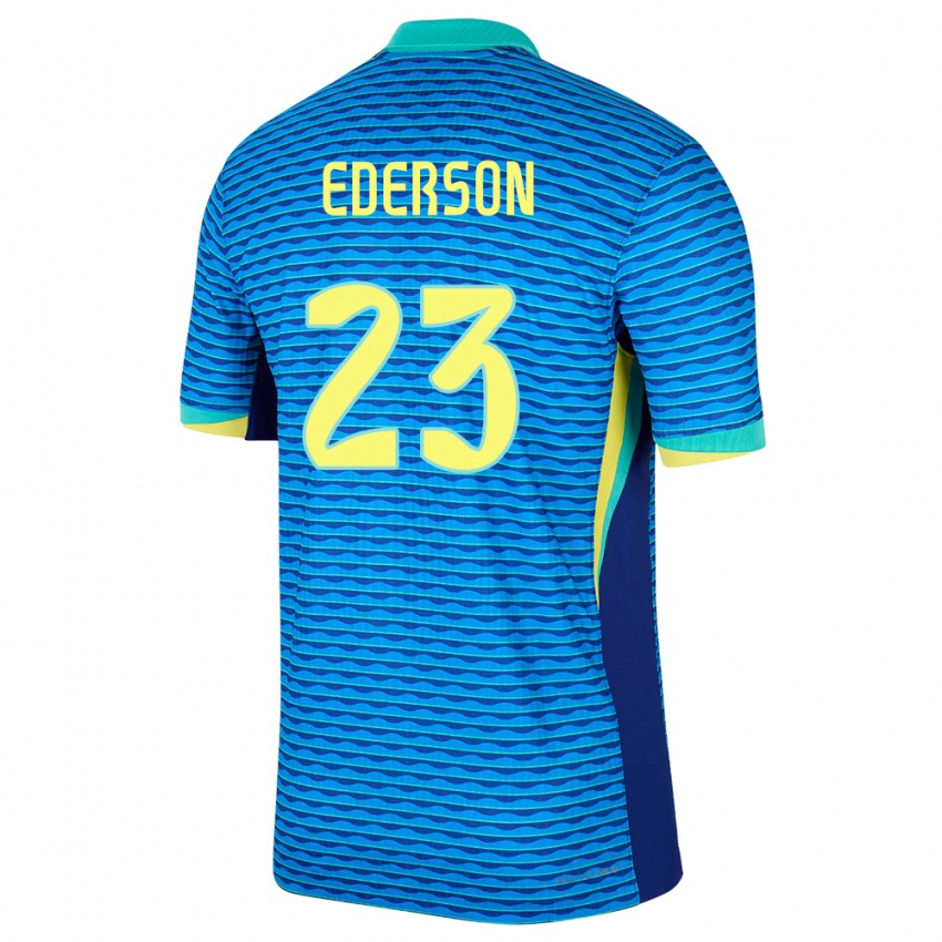 Mujer Camiseta Brasil Ederson #23 Azul 2ª Equipación 24-26 La Camisa Chile