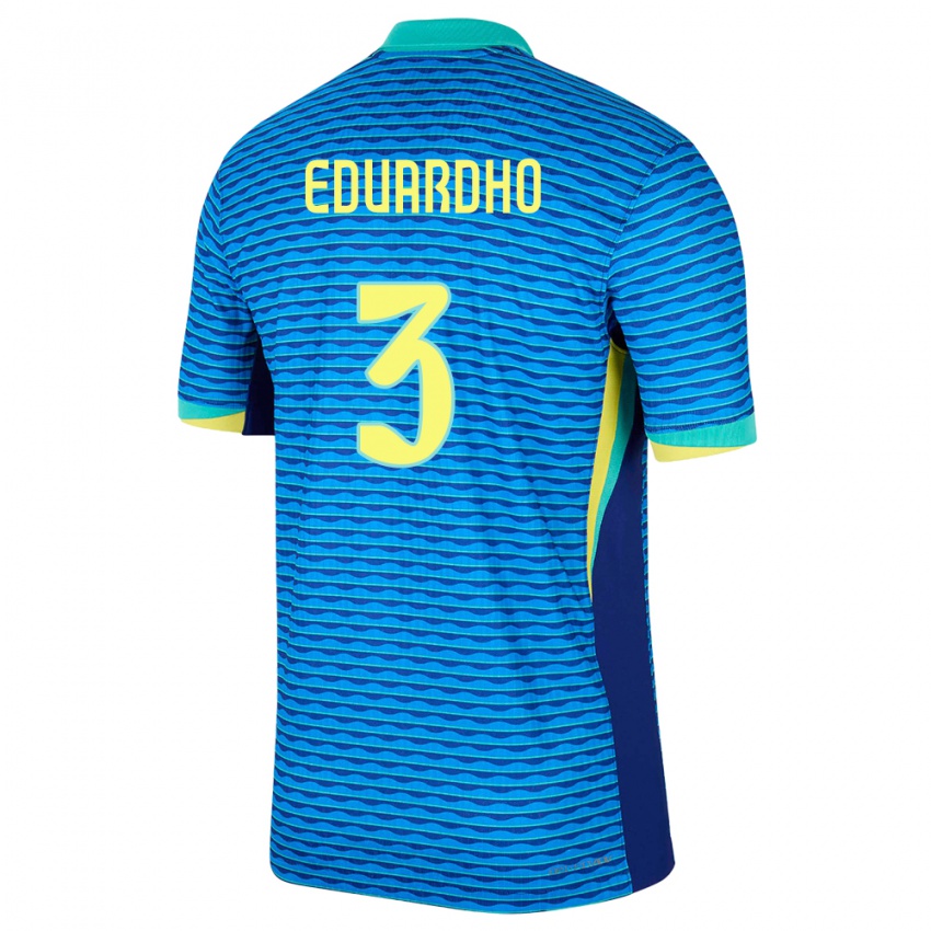 Mujer Camiseta Brasil Eduardho #3 Azul 2ª Equipación 24-26 La Camisa Chile