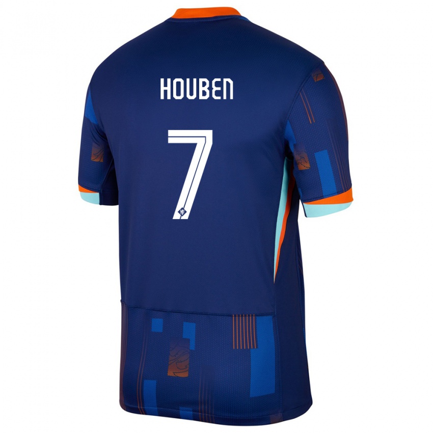 Mujer Camiseta Países Bajos Iggy Houben #7 Azul 2ª Equipación 24-26 La Camisa Chile