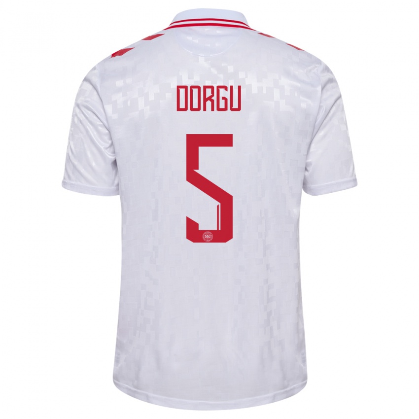 Mujer Camiseta Dinamarca Patrick Dorgu #5 Blanco 2ª Equipación 24-26 La Camisa Chile