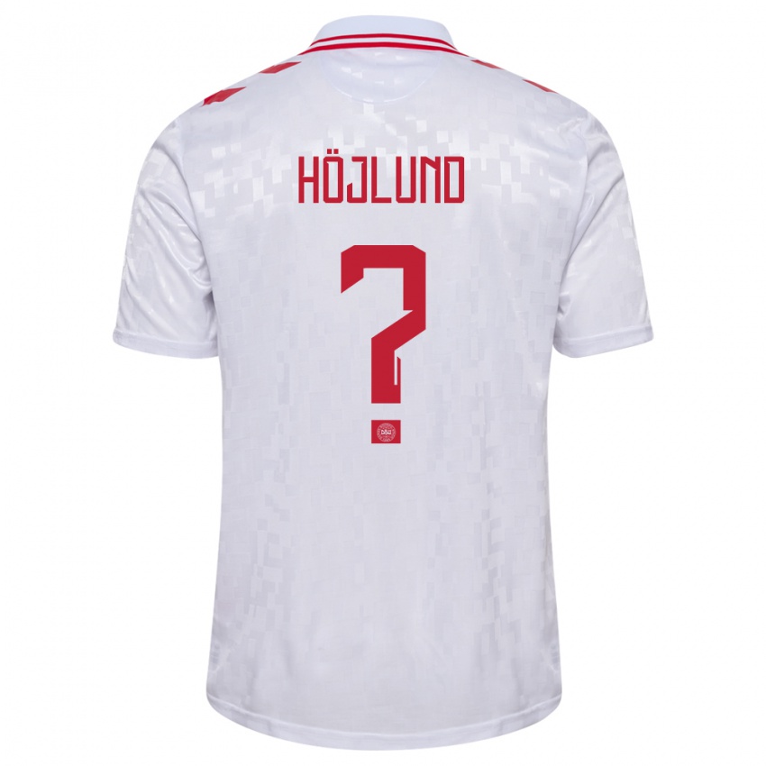Mujer Camiseta Dinamarca Oscar Höjlund #0 Blanco 2ª Equipación 24-26 La Camisa Chile