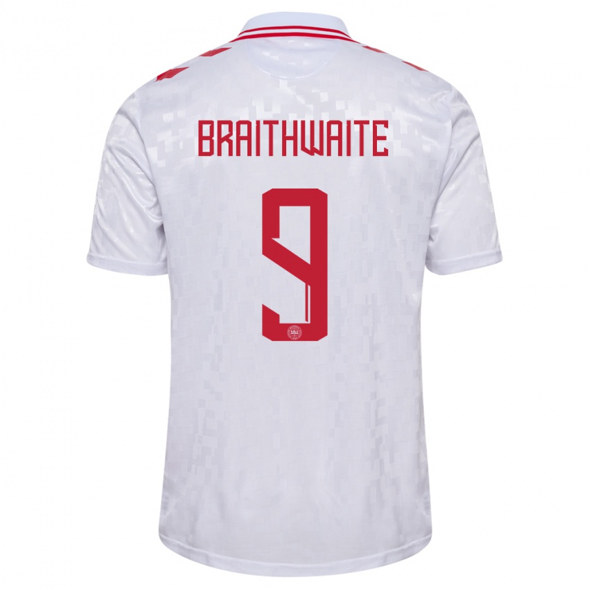 Mujer Camiseta Dinamarca Martin Braithwaite #9 Blanco 2ª Equipación 24-26 La Camisa Chile