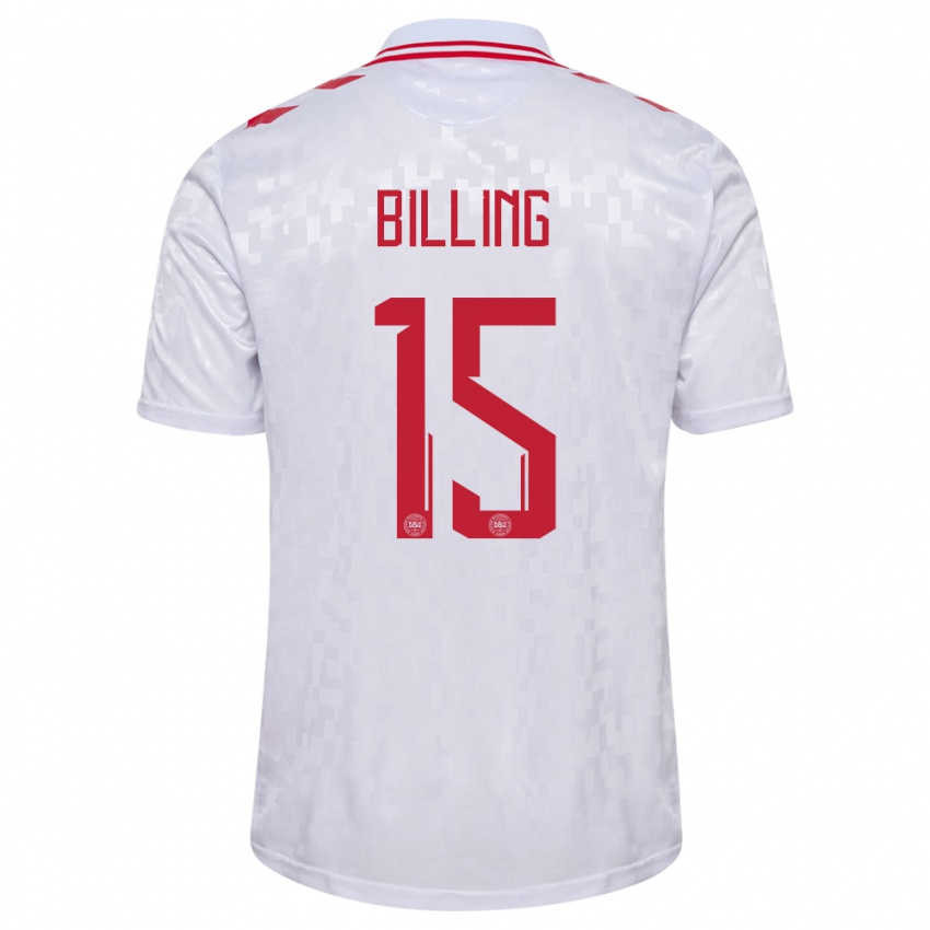 Mujer Camiseta Dinamarca Philip Billing #15 Blanco 2ª Equipación 24-26 La Camisa Chile