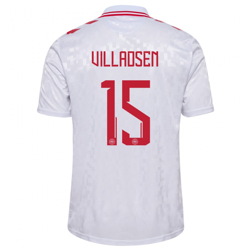 Mujer Camiseta Dinamarca Oliver Villadsen #15 Blanco 2ª Equipación 24-26 La Camisa Chile