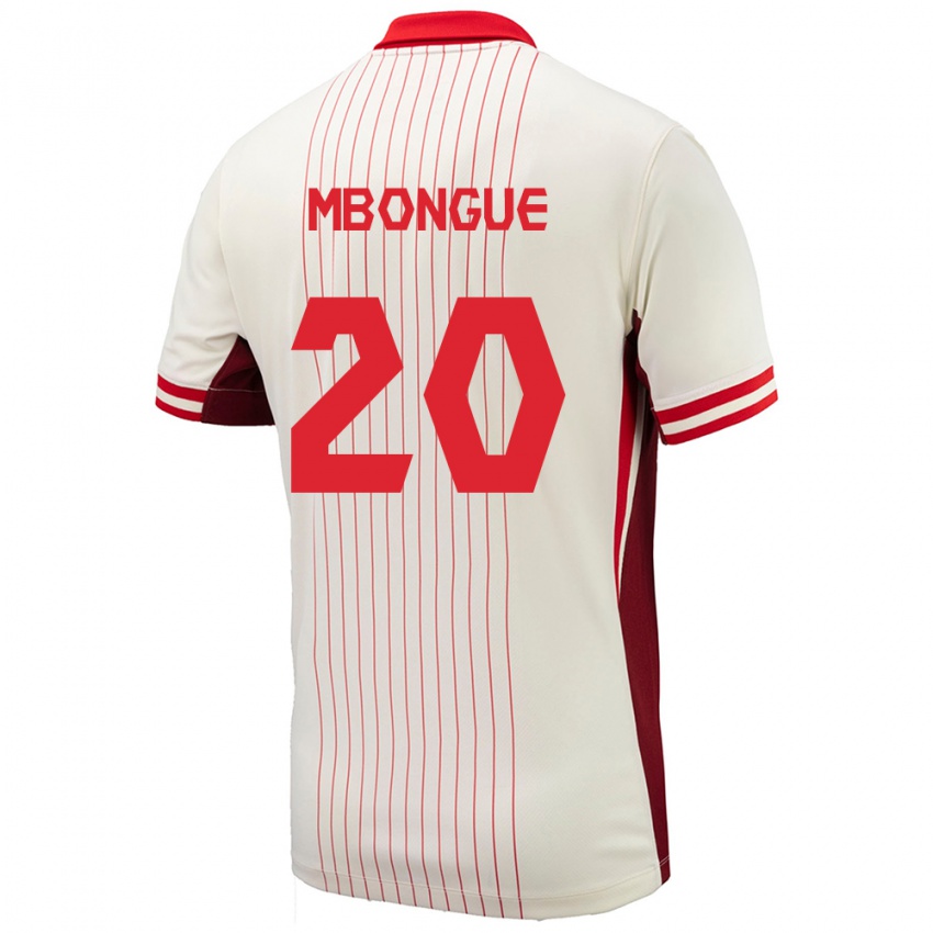 Mujer Camiseta Canadá Hugo Mbongue #20 Blanco 2ª Equipación 24-26 La Camisa Chile