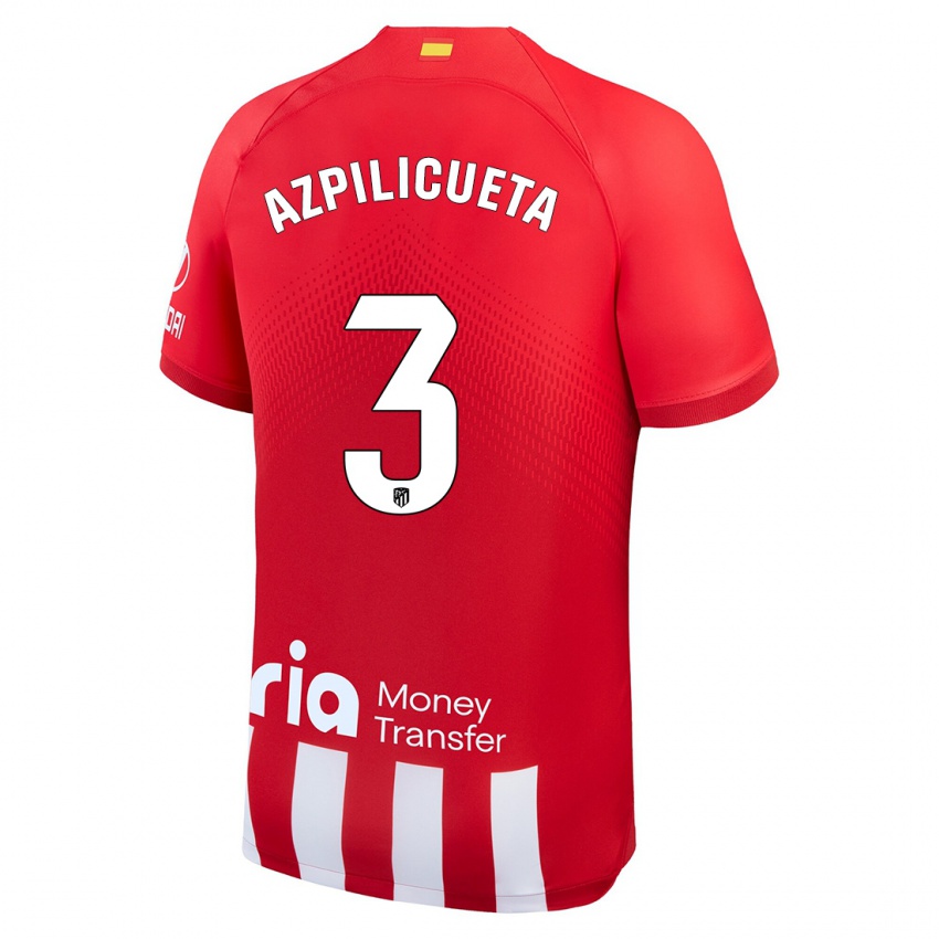 Niño Camiseta César Azpilicueta #3 Rojo Blanco 1ª Equipación 2023/24 La Camisa Chile