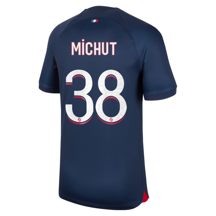 Niño Camiseta Edouard Michut #38 Azul Rojo 1ª Equipación 2023/24 La Camisa Chile