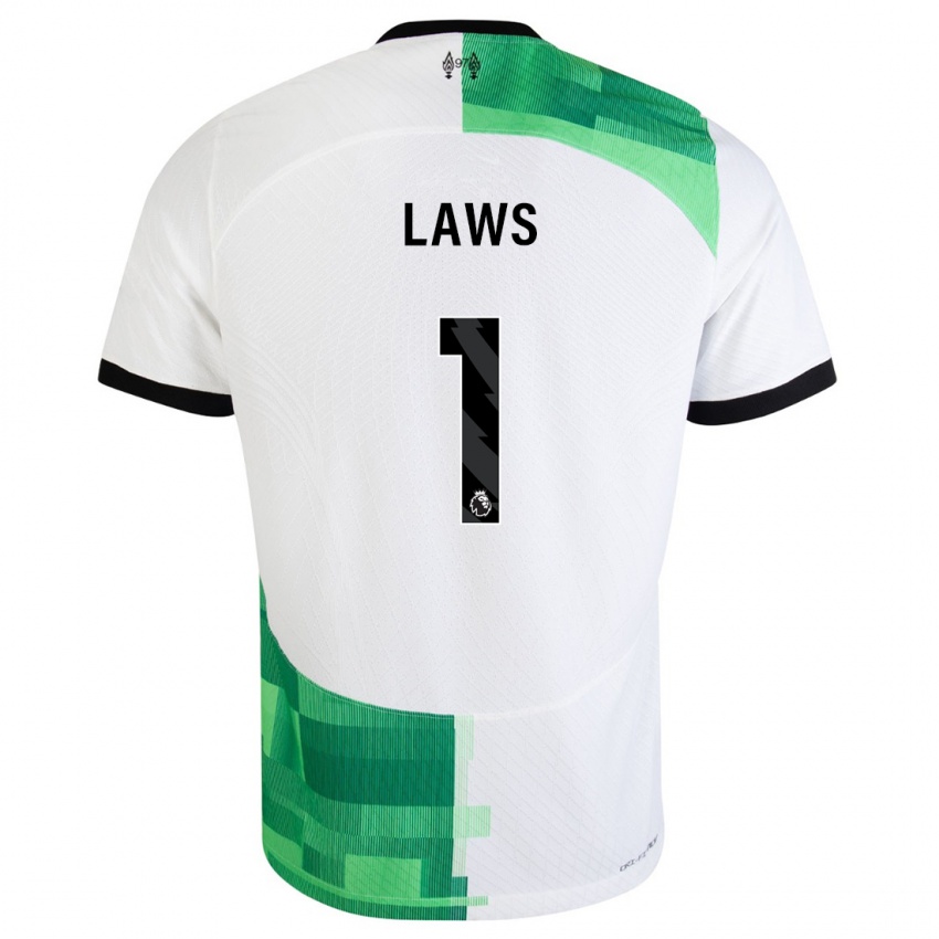 Niño Camiseta Rachael Laws #1 Blanco Verde 2ª Equipación 2023/24 La Camisa Chile