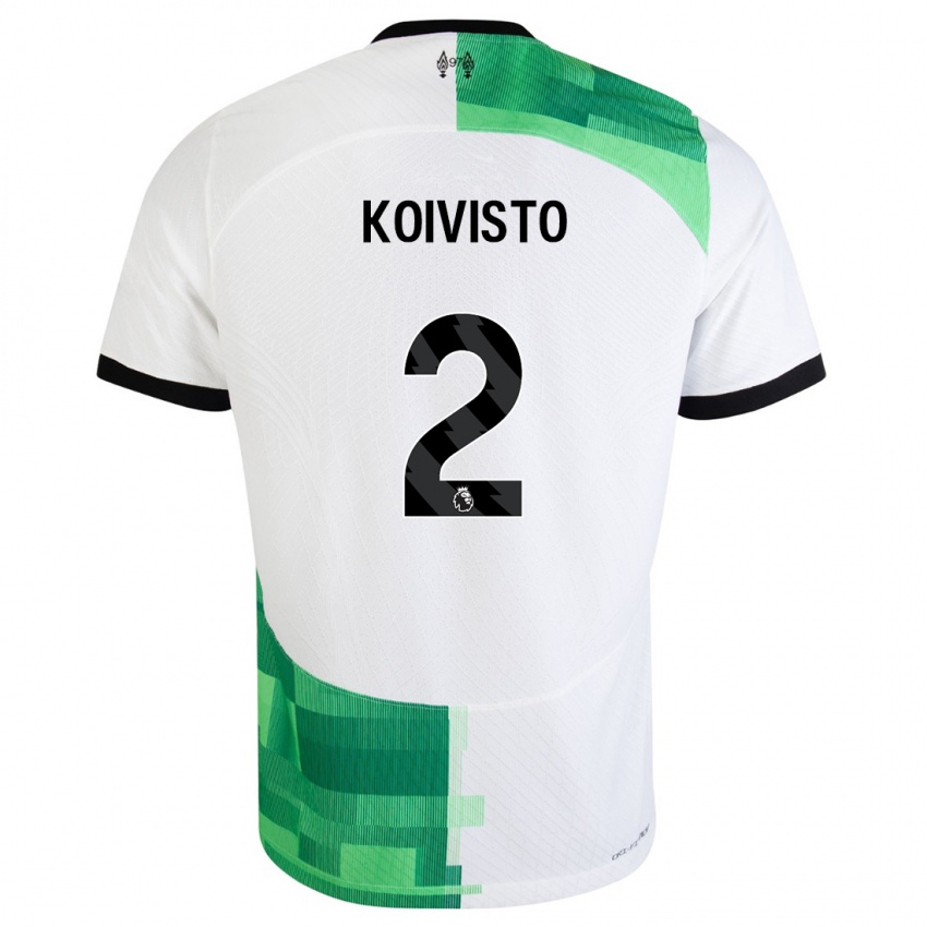 Niño Camiseta Emma Koivisto #2 Blanco Verde 2ª Equipación 2023/24 La Camisa Chile