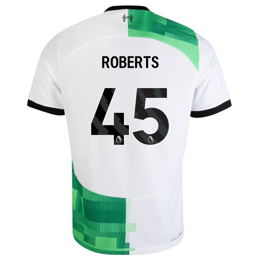 Niño Camiseta Iwan Roberts #45 Blanco Verde 2ª Equipación 2023/24 La Camisa Chile
