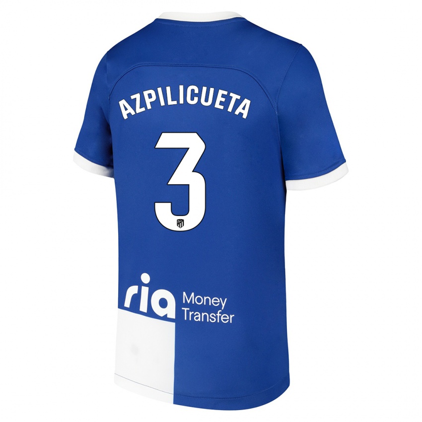 Niño Camiseta César Azpilicueta #3 Azul Blanco 2ª Equipación 2023/24 La Camisa Chile
