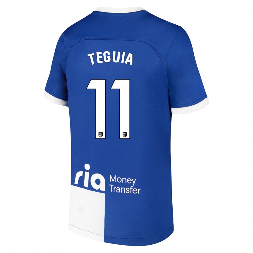 Niño Camiseta Cedric Teguia #11 Azul Blanco 2ª Equipación 2023/24 La Camisa Chile