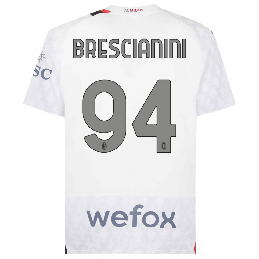 Niño Camiseta Marco Brescianini #94 Blanco 2ª Equipación 2023/24 La Camisa Chile