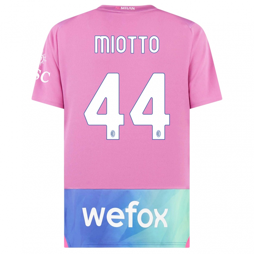 Niño Camiseta Giorgia Miotto #44 Rosado Morado Equipación Tercera 2023/24 La Camisa Chile