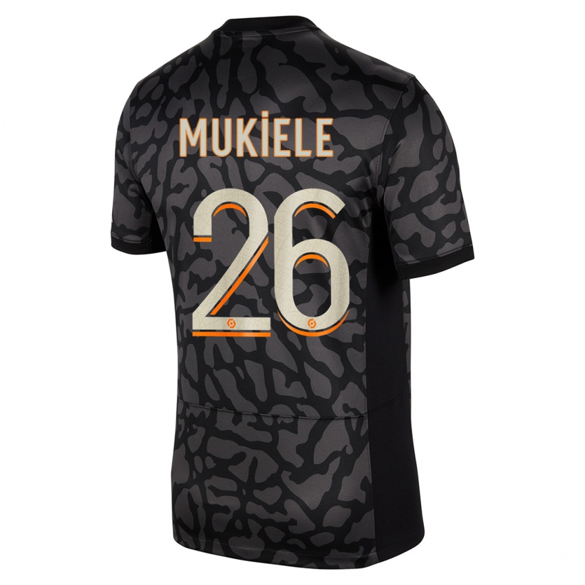 Niño Camiseta Nordi Mukiele #26 Negro Equipación Tercera 2023/24 La Camisa Chile