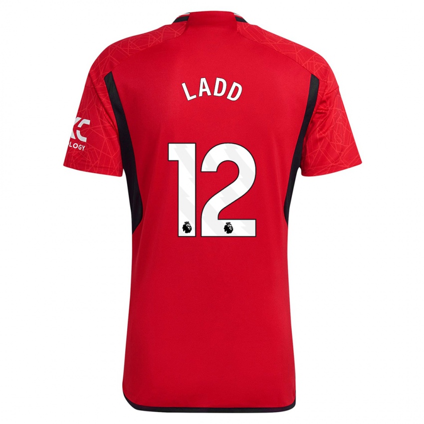 Hombre Camiseta Hayley Ladd #12 Rojo 1ª Equipación 2023/24 La Camisa Chile