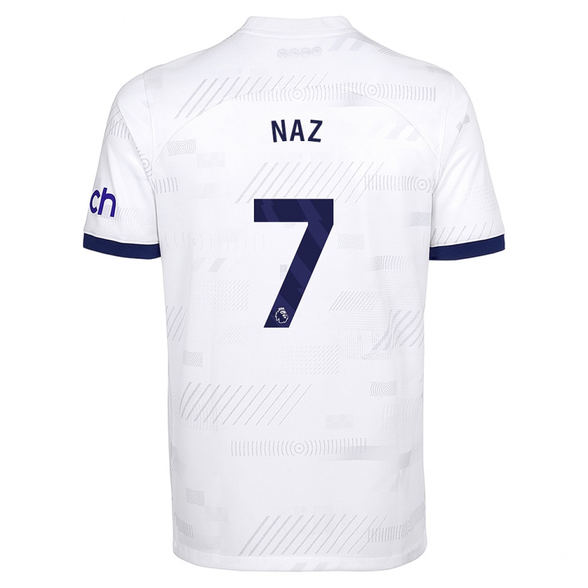 Hombre Camiseta Jessica Naz #7 Blanco 1ª Equipación 2023/24 La Camisa Chile