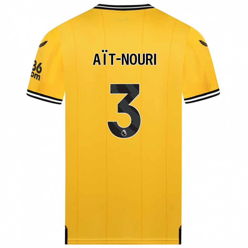 Hombre Camiseta Rayan Ait-Nouri #3 Amarillo 1ª Equipación 2023/24 La Camisa Chile