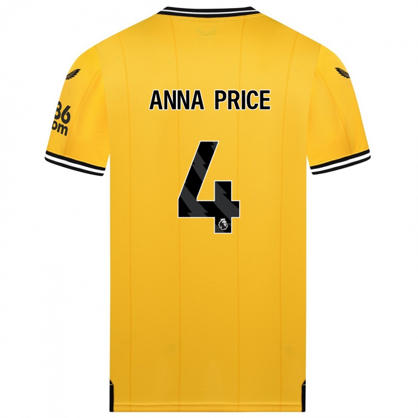 Hombre Camiseta Anna Price #4 Amarillo 1ª Equipación 2023/24 La Camisa Chile