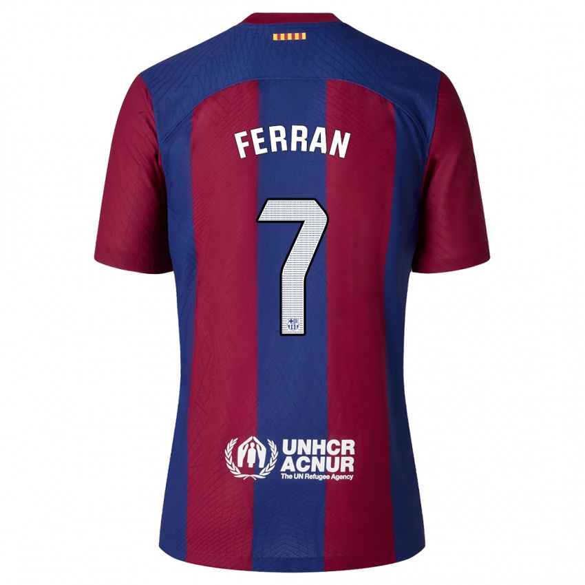 Hombre Camiseta Ferran Torres #7 Rojo Azul 1ª Equipación 2023/24 La Camisa Chile