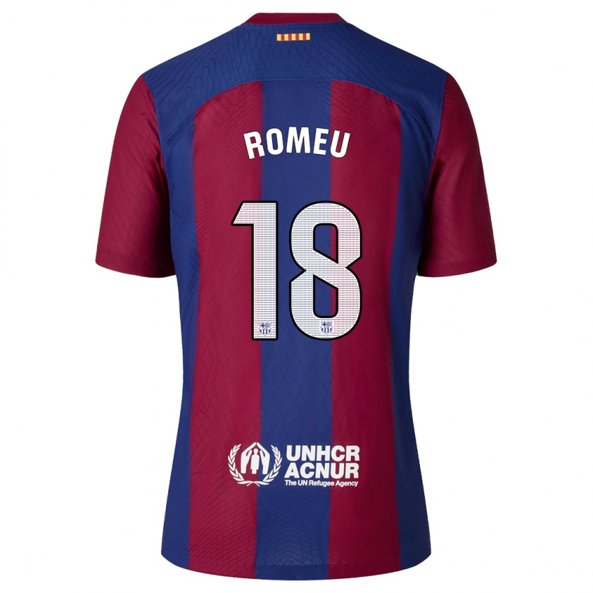 Hombre Camiseta Oriol Romeu #18 Rojo Azul 1ª Equipación 2023/24 La Camisa Chile
